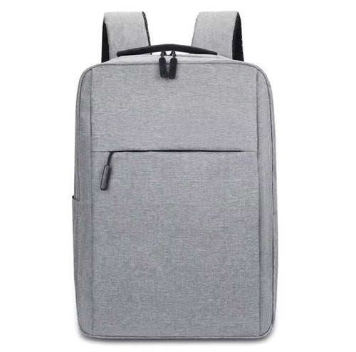 Sac à dos ordinateur étudiant gris avec plusieurs compartiments, idéal pour le transport d'ordinateurs portables.